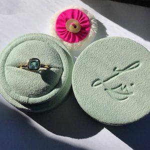 Lisa Eldridge The Grace Ring (Stackable) Cushion Cut Blue Topaz 18 ct.